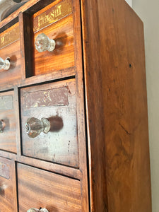Antique English Apothecary Chest Cabinet of Drawers