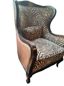 Arhaus Leather & Zebra Fabric Chairs - Vintage AnthropologyVintage Anthropology