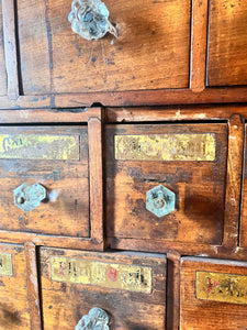 Antique English Apothecary Chest Cabinet of Drawers