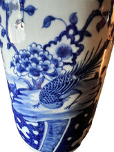 Load image into Gallery viewer, Blue &amp; White Chinoiserie Asian Vase - Vintage AnthropologyVintage Anthropology