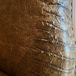 Antique crocodile embossed, leather studded armchair - Vintage AnthropologyVintage Anthropology