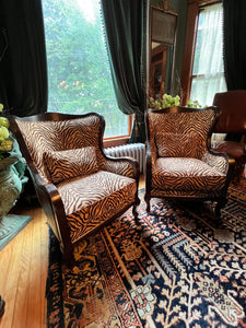Arhaus Leather & Zebra Fabric Chairs